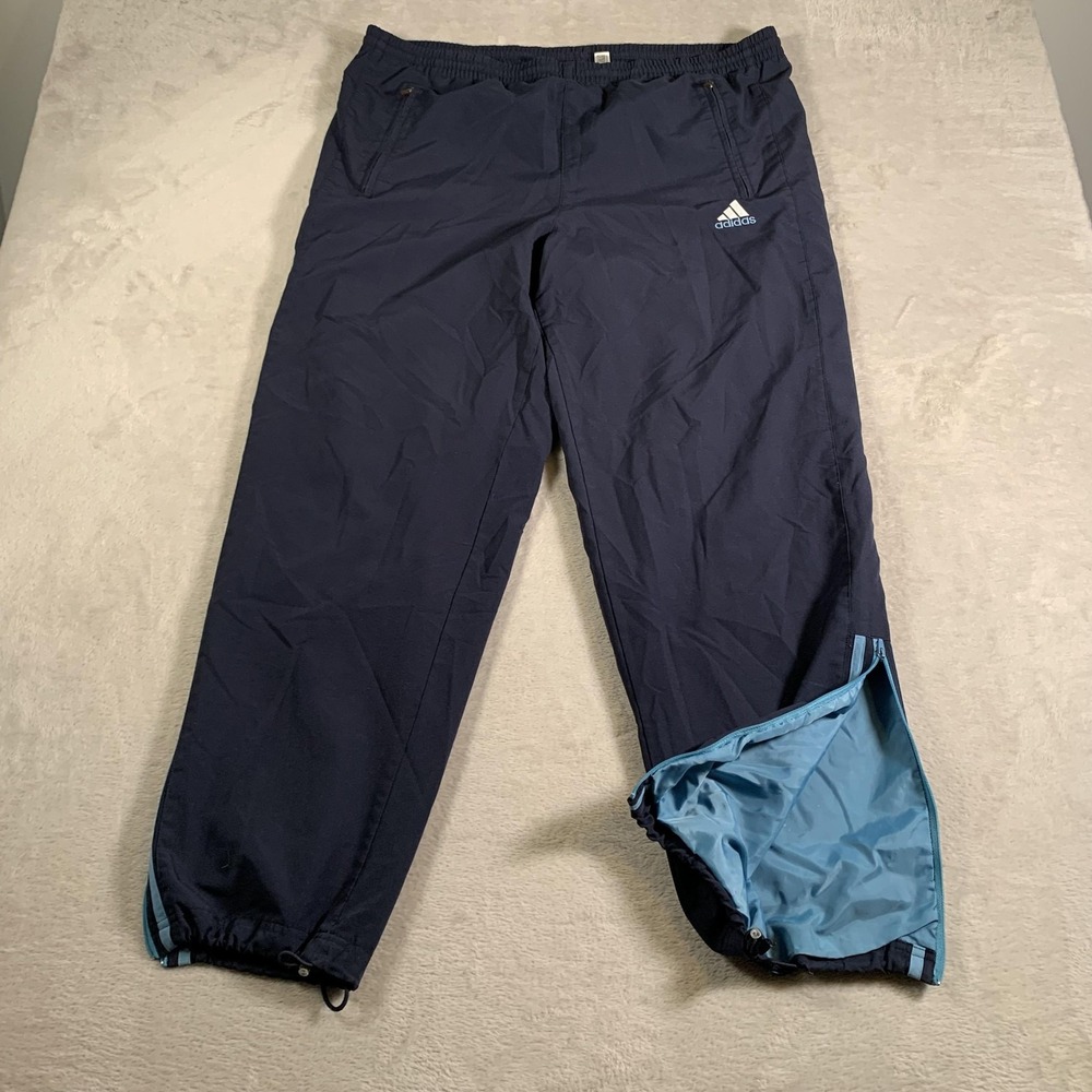 VTG Adidas Track Pants Mens Large Zip Hem Lined Windbreaker Athletic 03/2005